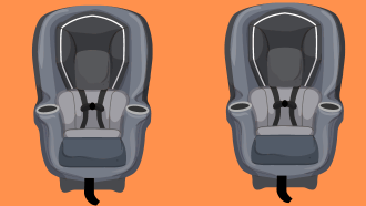 car seats with an orange background
