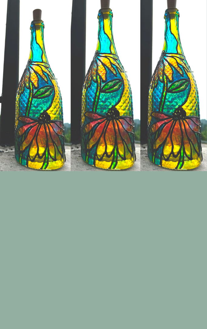 stained glass wine bottles