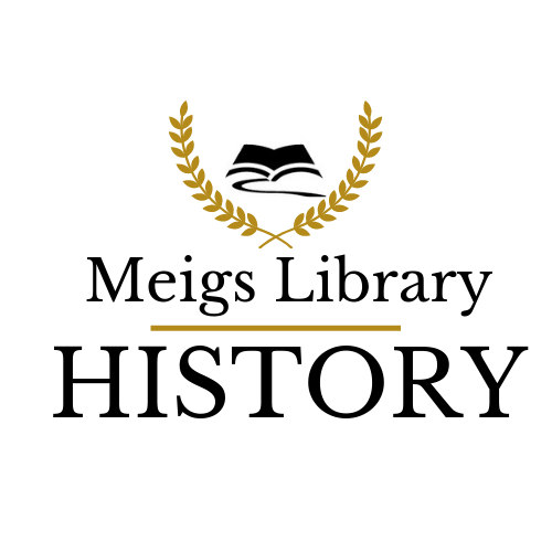 Logo for the library's history site reads "Meigs Library History"