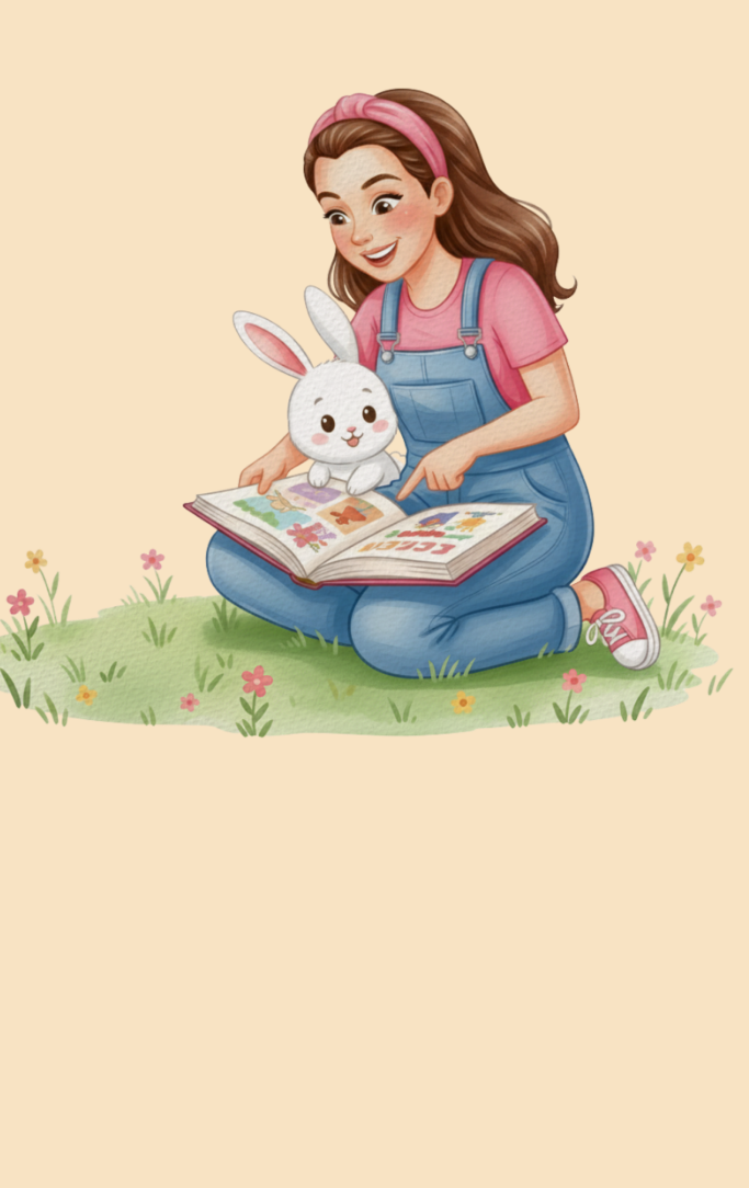 ms. rachel reading with a bunny