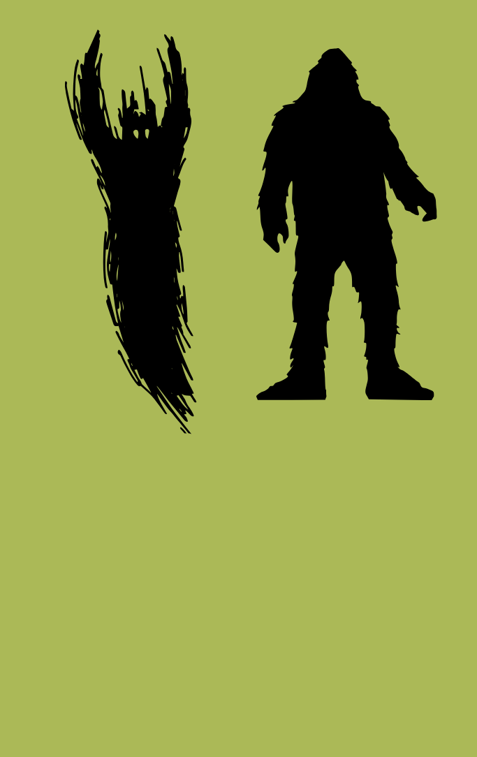 outline of mothman and bigfoot
